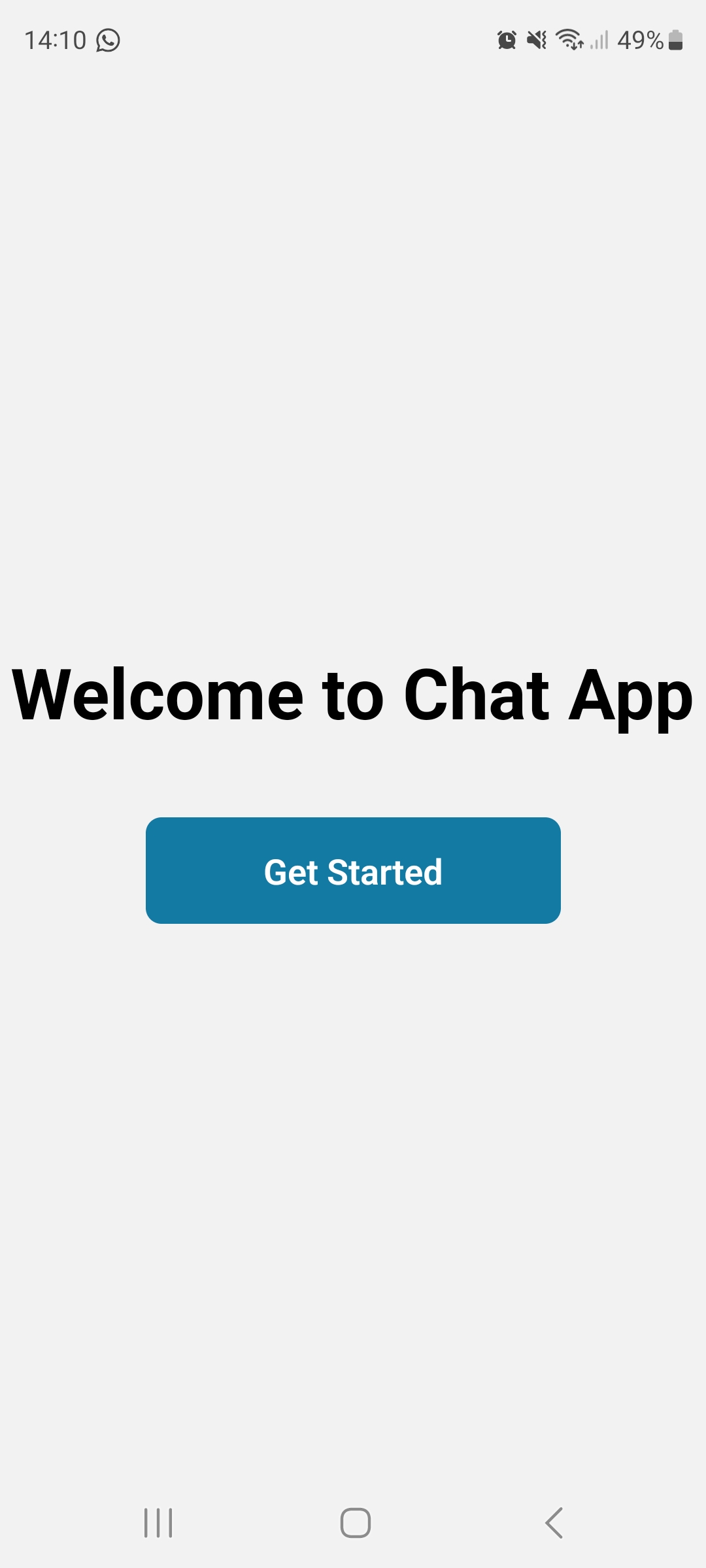 Chat App start screen