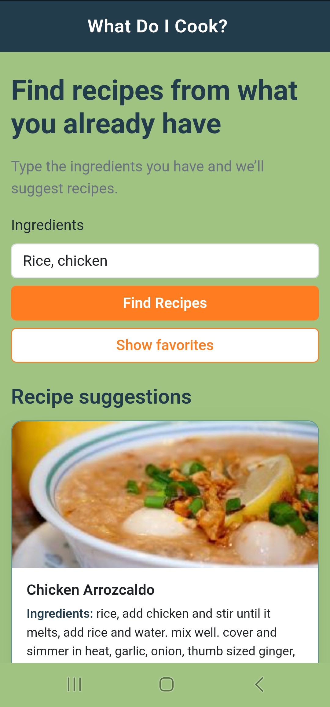 Recipe details modal
