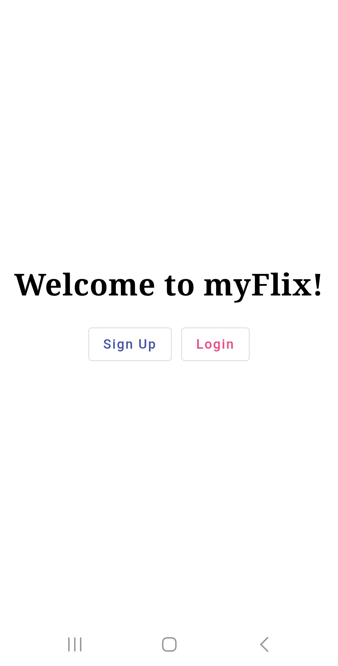 MyFlix App start screen